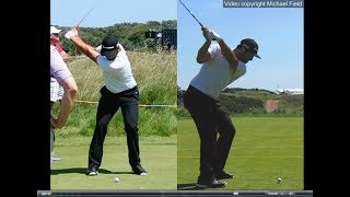 Jon Rahm golf swing  Long Iron faceon amp downtheline July 2017 [upl. by Aerdnek]