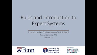 Lecture 11 Rules and Introduction to Expert Systems [upl. by Nara]