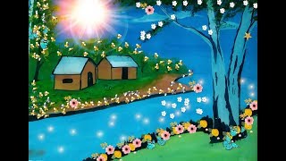 Nisarg chitra drawing l How to draw landscape scenery of beautiful nature l drawing for beginners [upl. by Elurd]