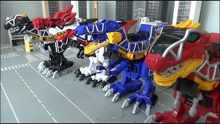 Power Rangers Dino Charge 4 Dinosaur Megazord Toys Transformation 파워레인저 다이노포스 4대 공룡 로봇 장난감 변신 [upl. by Oric]