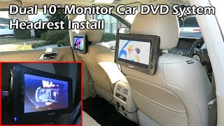 Portable Dual 10quot Monitor DVD Player Car Headrest Install [upl. by Winchester]