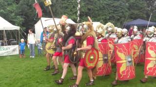 Roman Reenactment at the Amphitheatre in Caerleon Marching In [upl. by Ramsa]