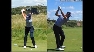 Justin Thomas golf swing  Long Iron faceon amp downtheline July 2017 [upl. by Ardyce]