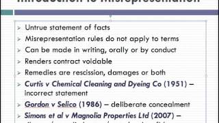 Misrepresentation Lecture 1 of 4 [upl. by Bibeau]